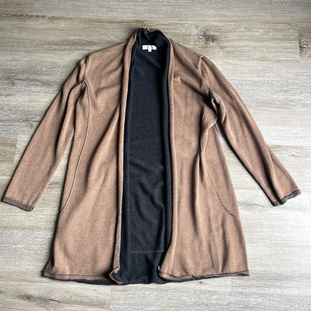 Indigenous Handcrafted Reverse Shawl Collar Cardigan S Brown Organic Cotton Peru
